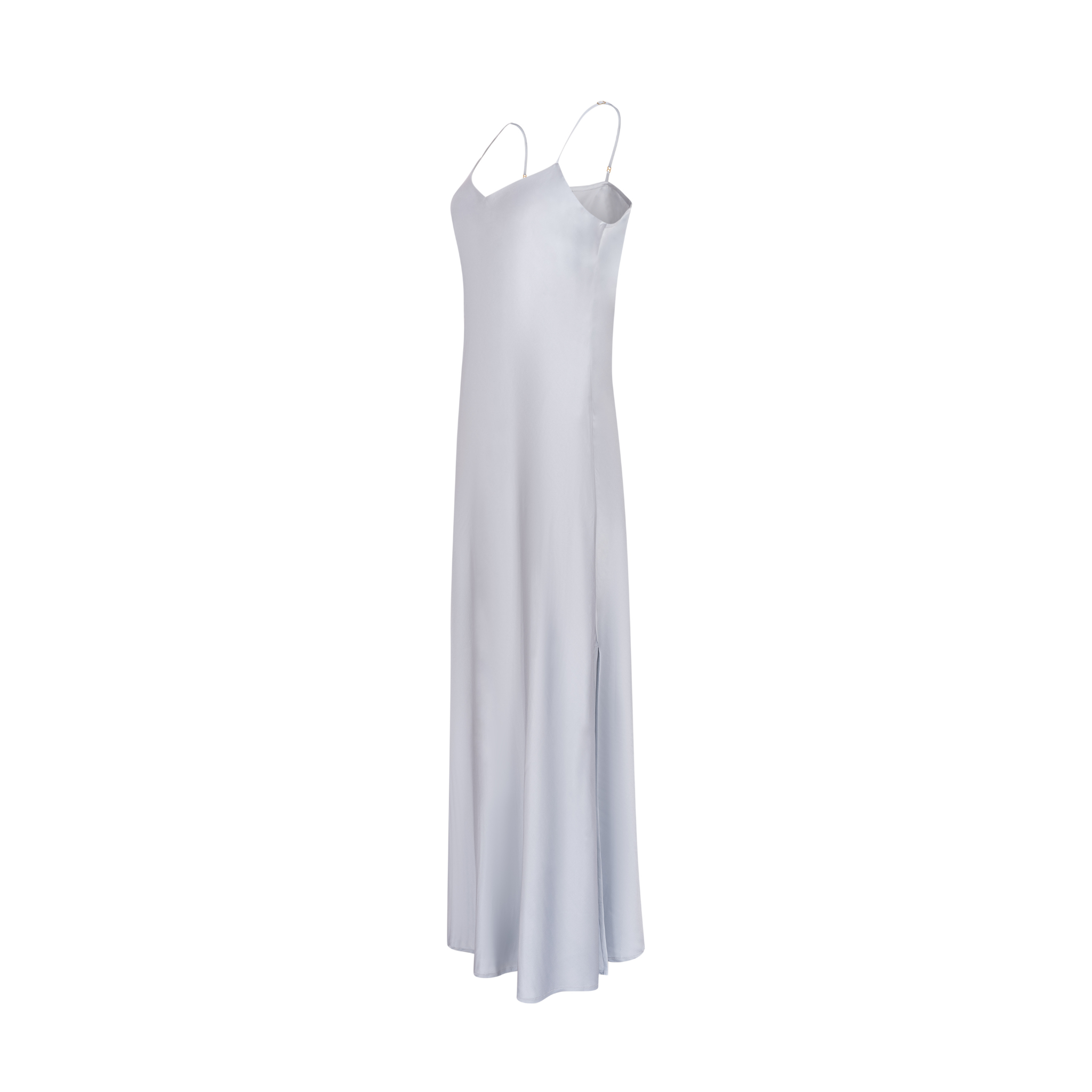 Minimalistyczna sukienka maxi Aria Grigio w szarym odcieniu, długa i lekka, uszyta z naturalnej wiskozy, doskonała do eleganckich i codziennych stylizacji.