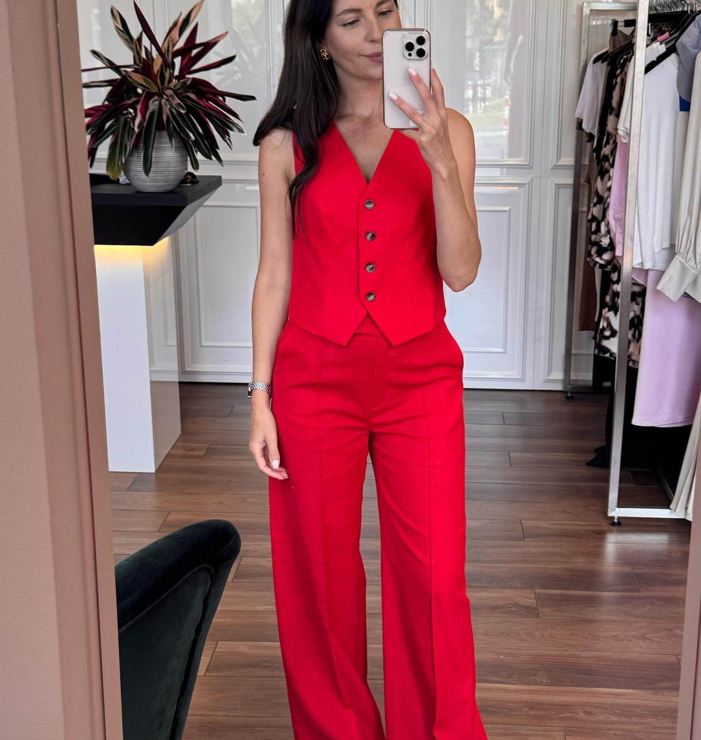 Lniane spodnie Palermo Rosso