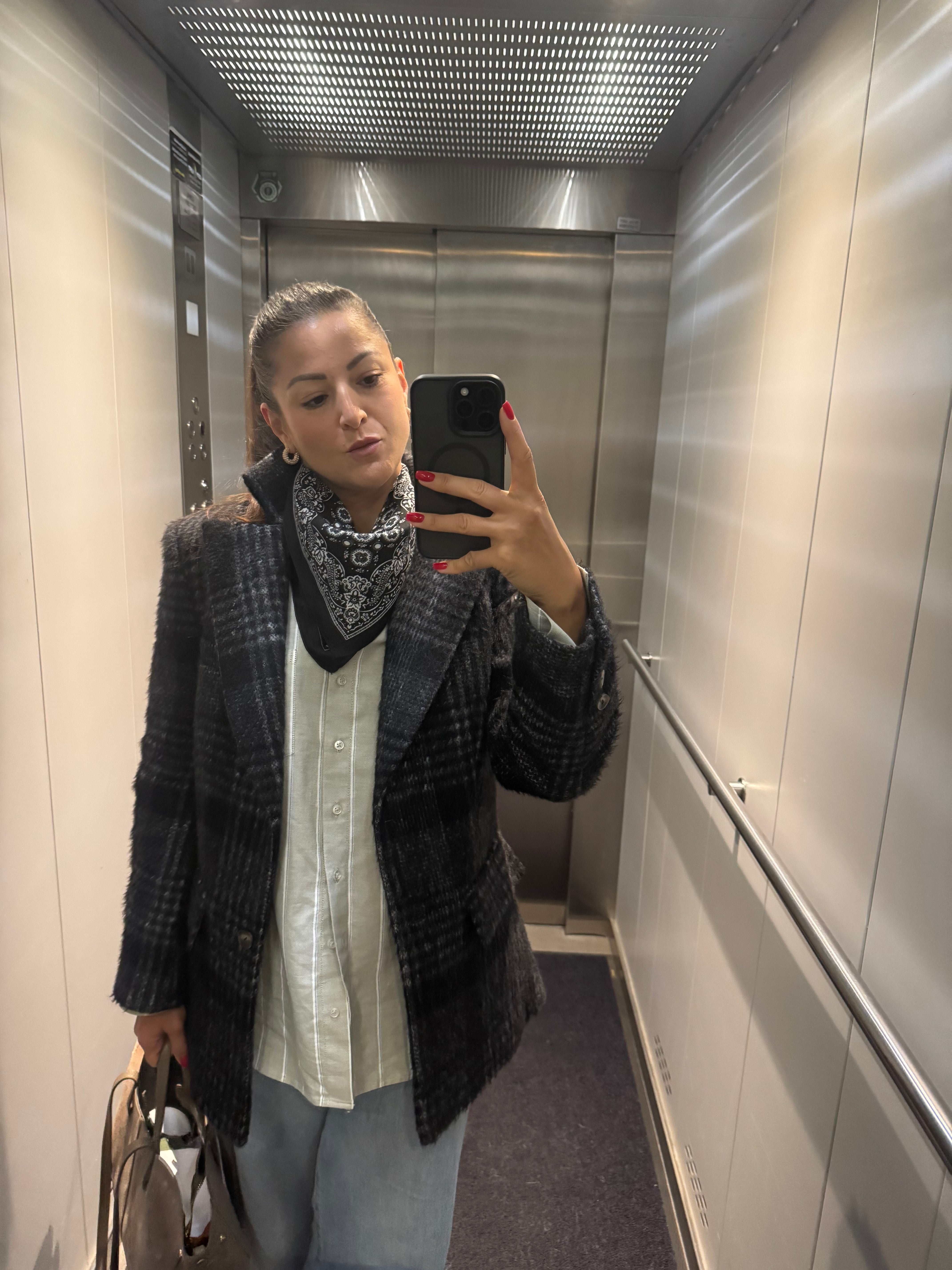 Wełniana kurtka w kratę Grigia