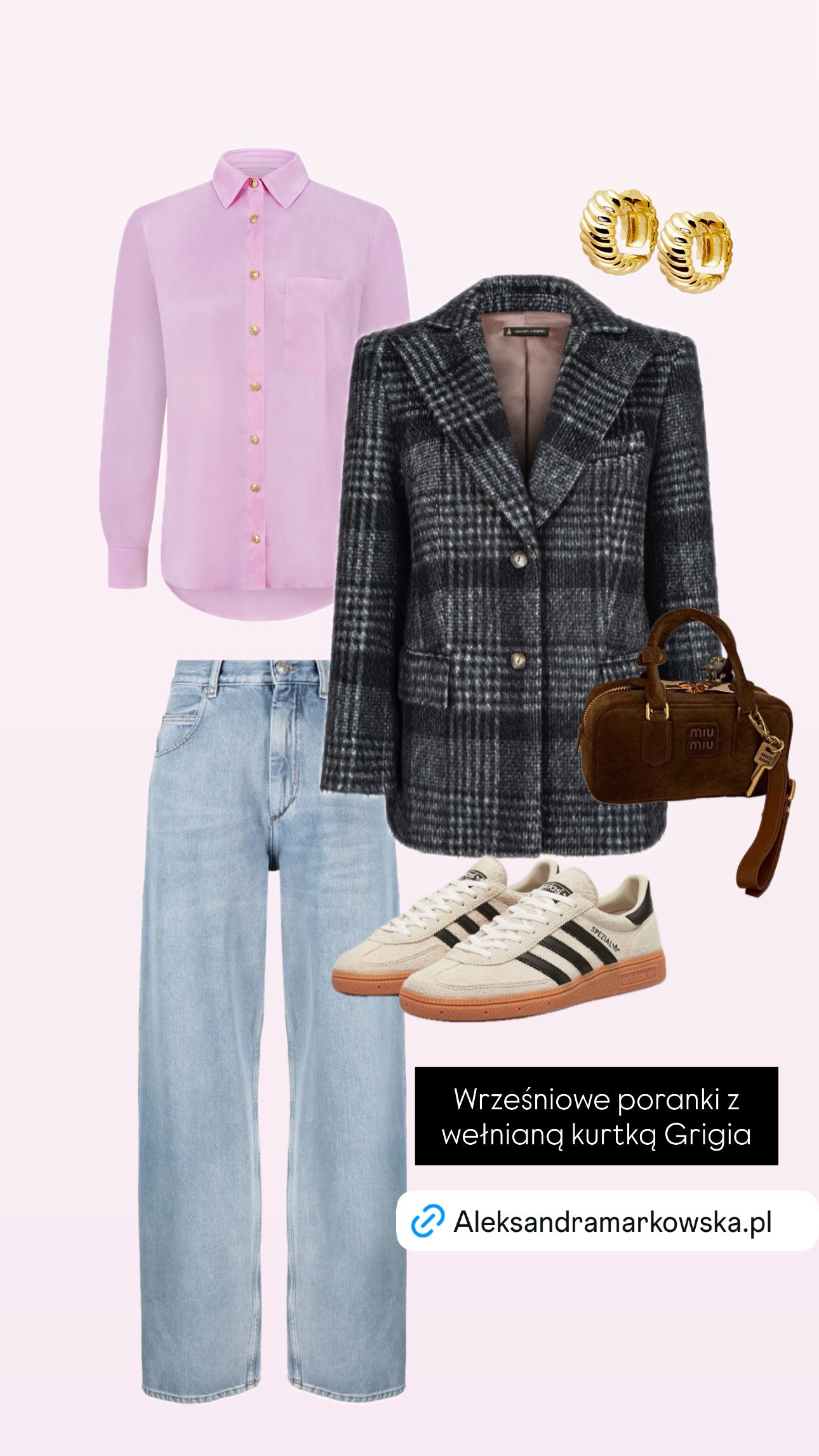 Wełniana kurtka w kratę Grigia