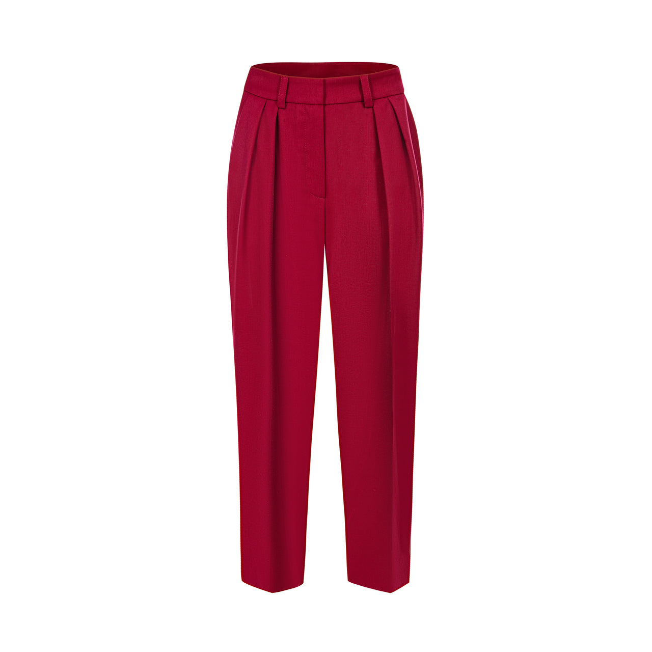 Aleksandra Markowska i cygaretki w kolorze głębokiego bordo w stylu włoskim – elegancki model idealny do stylizacji smart casual i office chic.