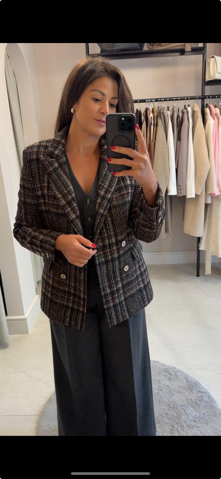 Wełniana marynarka w kratę Cavallino