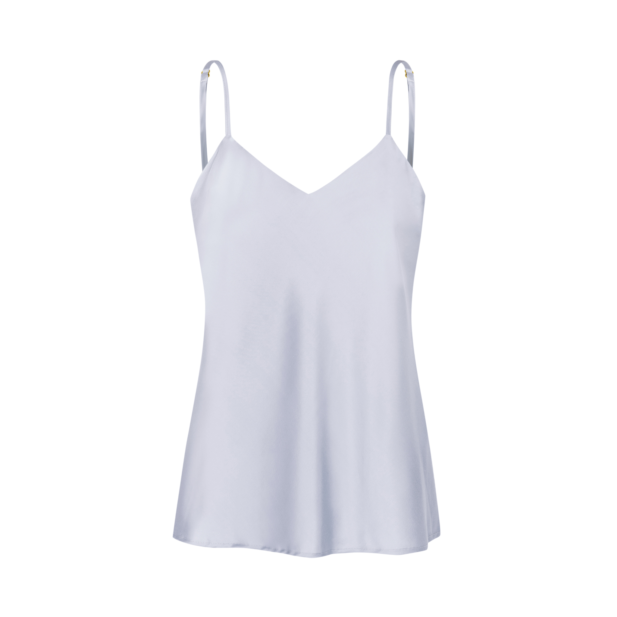 Minimalistyczny szary top na ramiączkach Essenza Bianco z naturalnej wiskozy, idealny do żakietu.