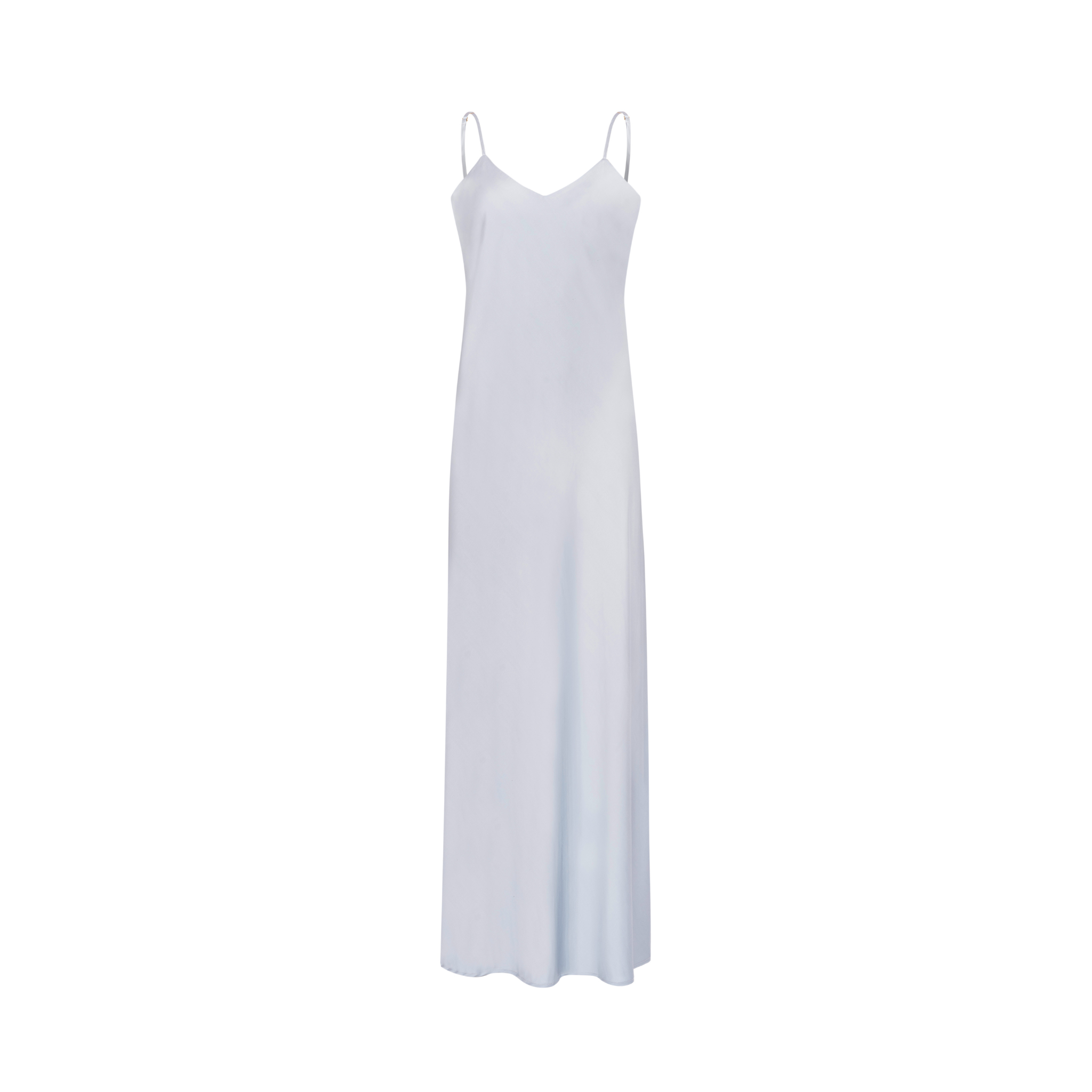 Długa sukienka na ramiączkach Aria Grigio w odcieniu szarości, wykonana ze 100% wiskozy, elegancka propozycja w minimalistycznym stylu.
