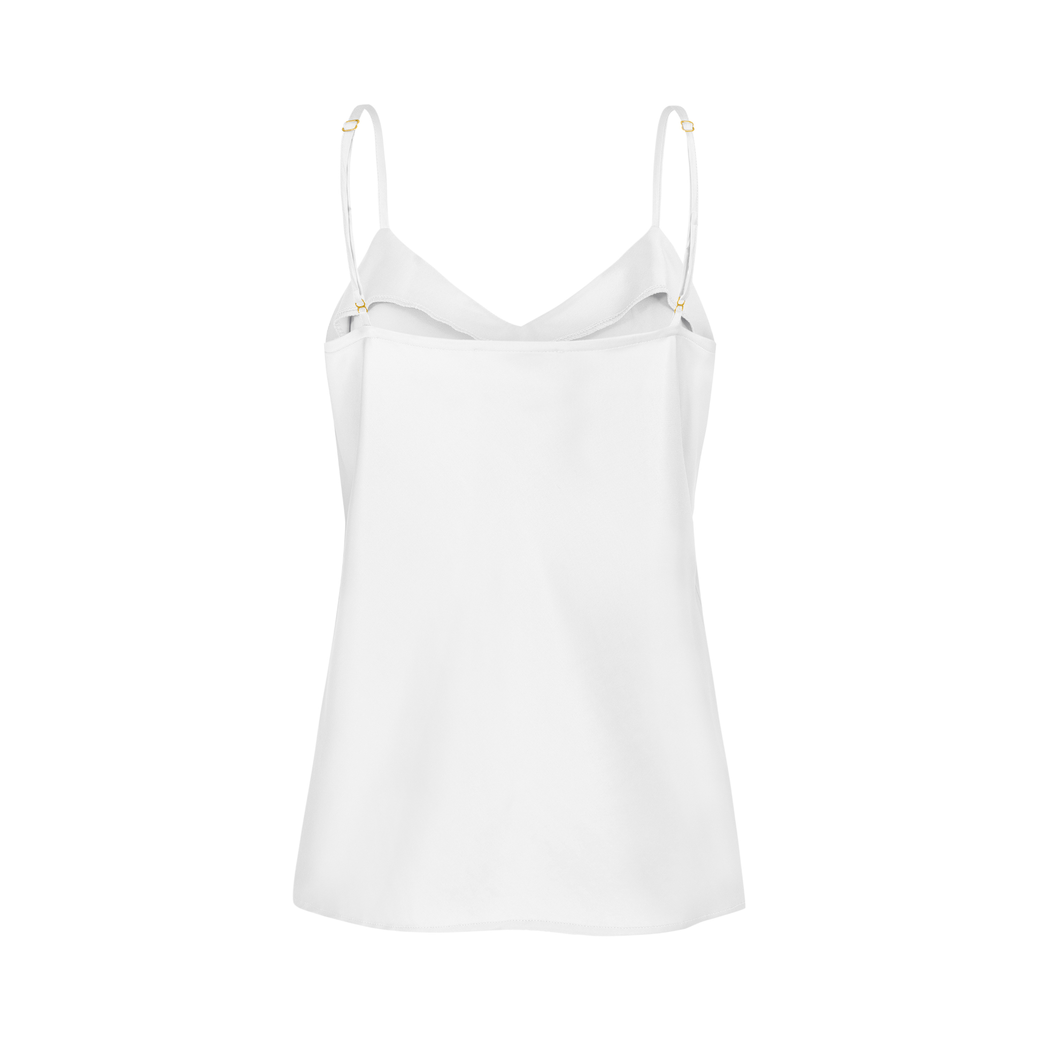 Elegancki biały top Essenza Bianco ze 100% wiskozy, na cienkich ramiączkach, minimalistyczny krój w modzie premium.
