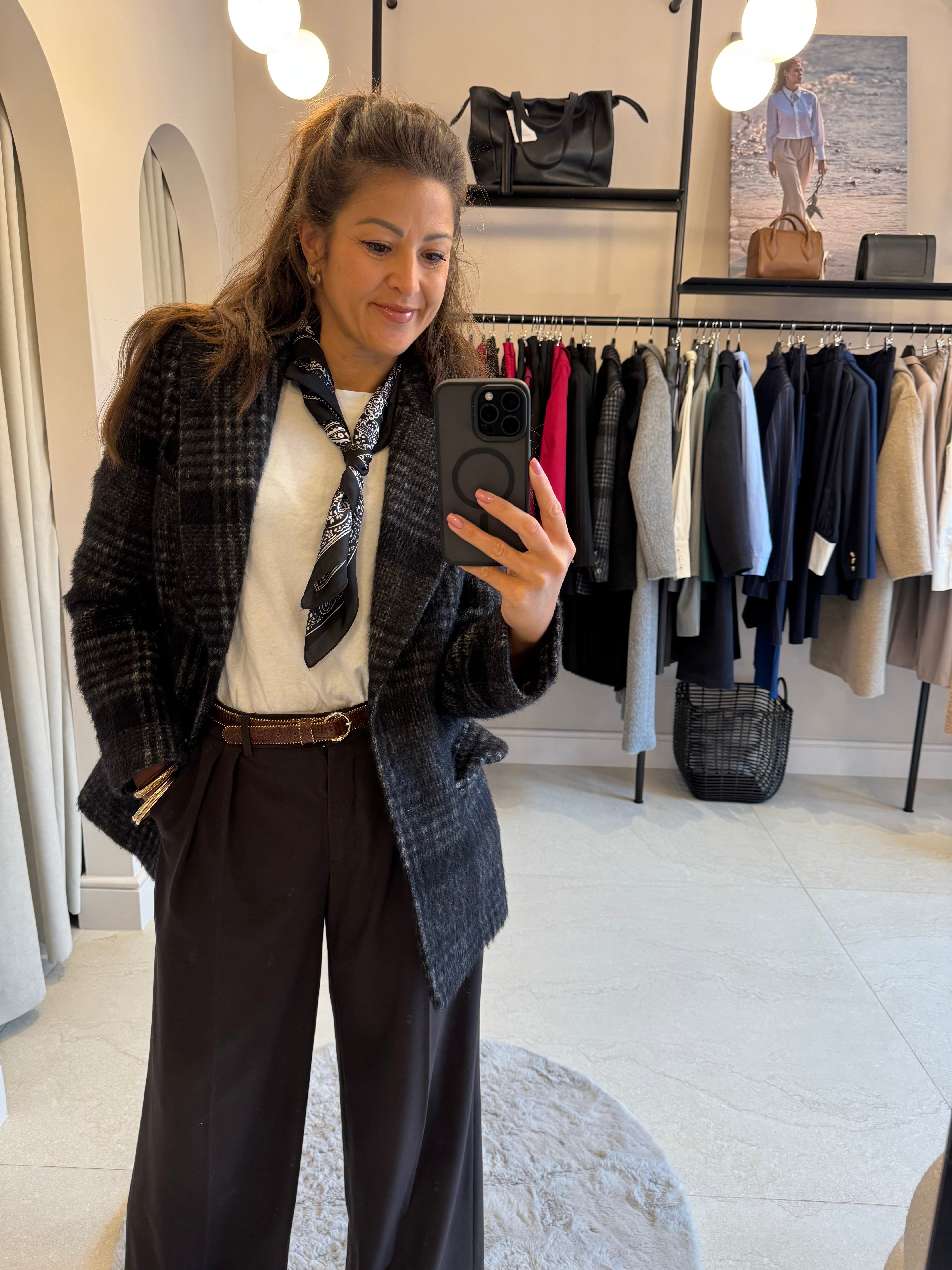 Wełniana kurtka w kratę Grigia