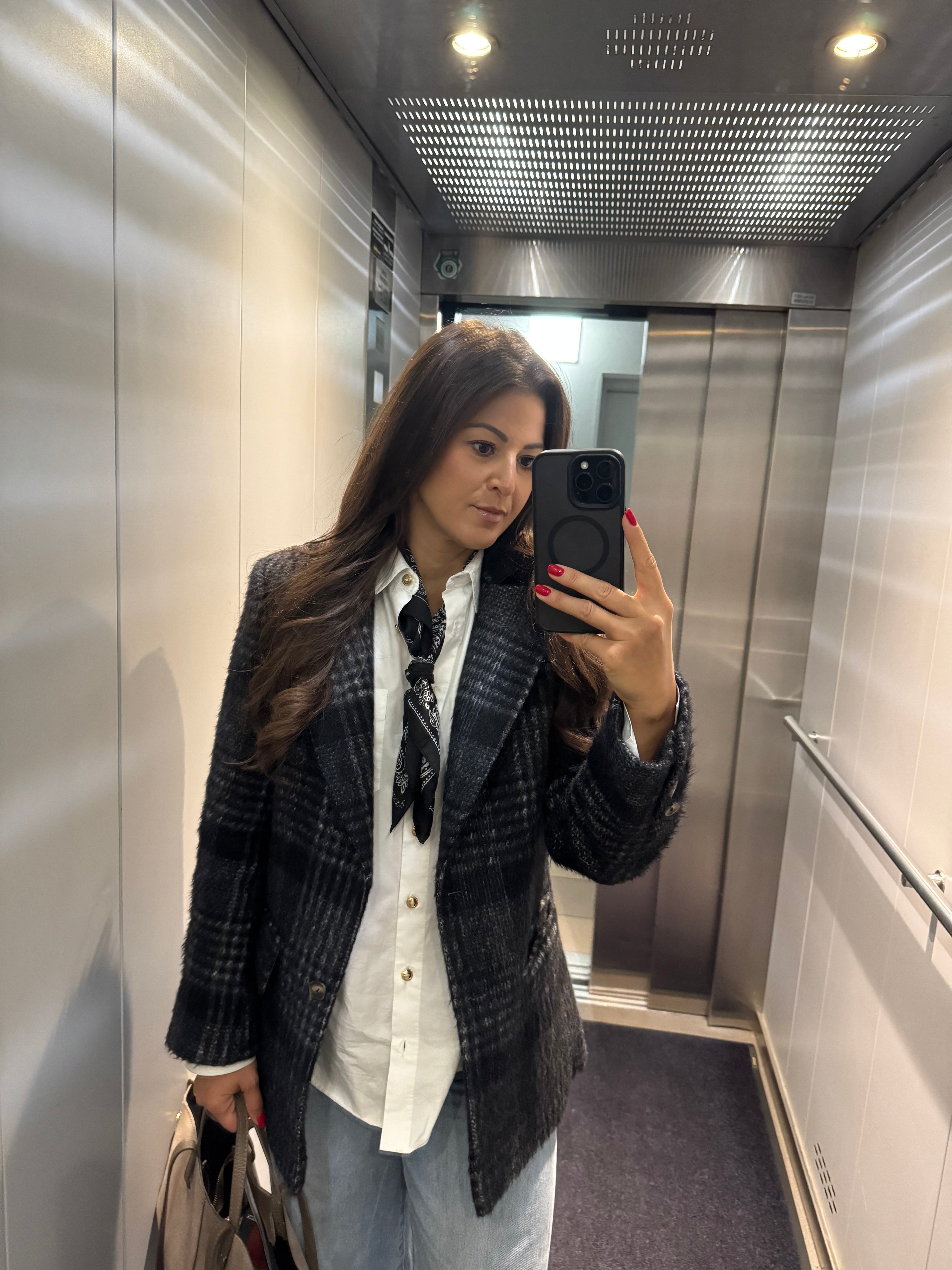 Wełniana kurtka w kratę Grigia